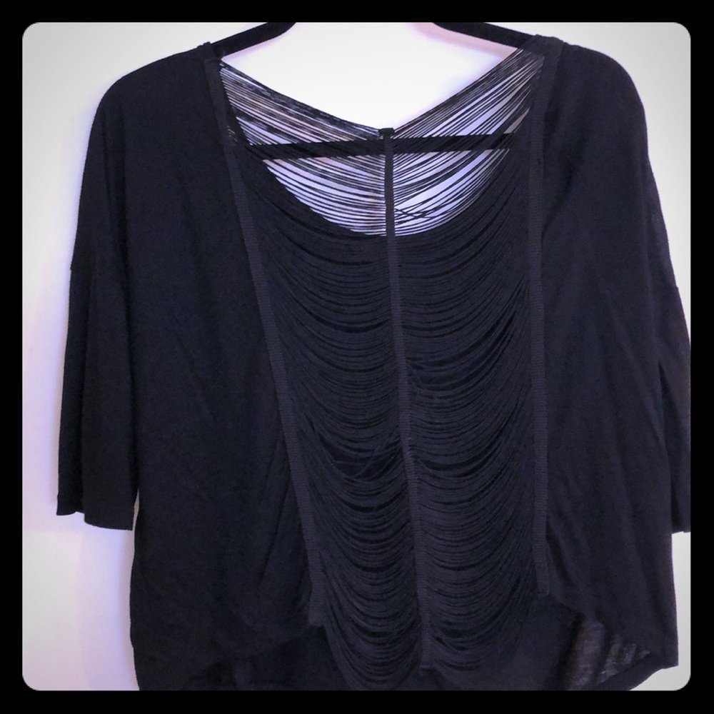 Backless black 3/4 length SS818 Tee
